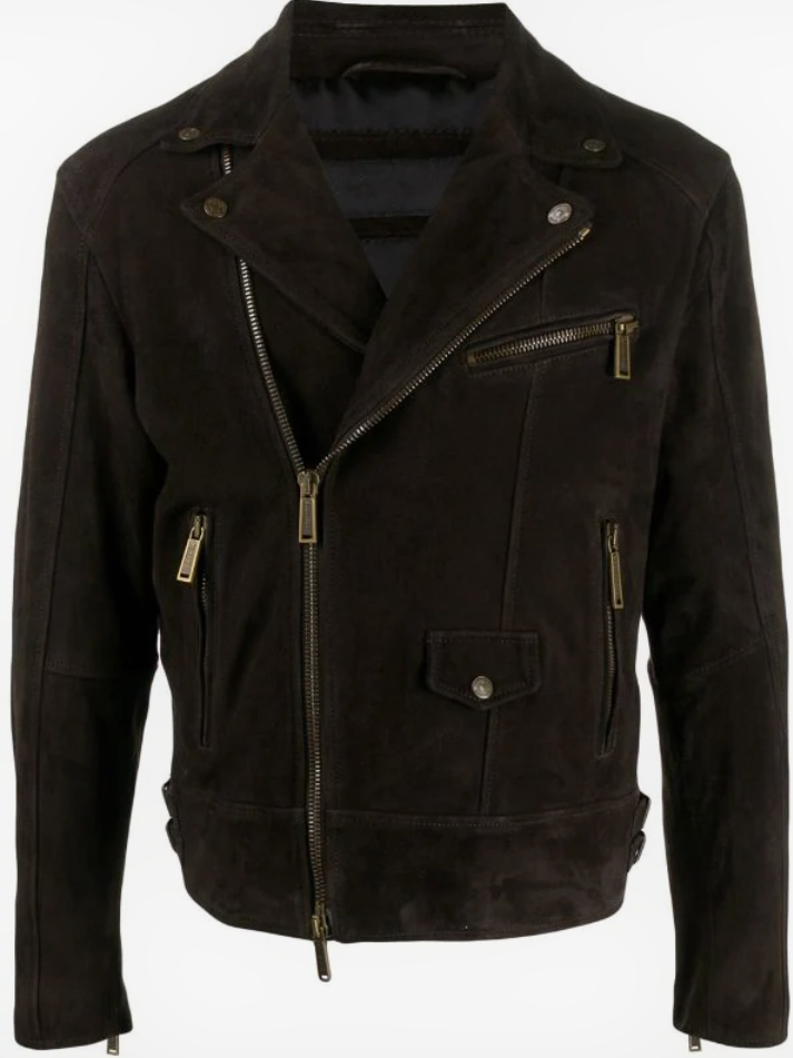 Men’s Black Suede Leather Biker Jacket