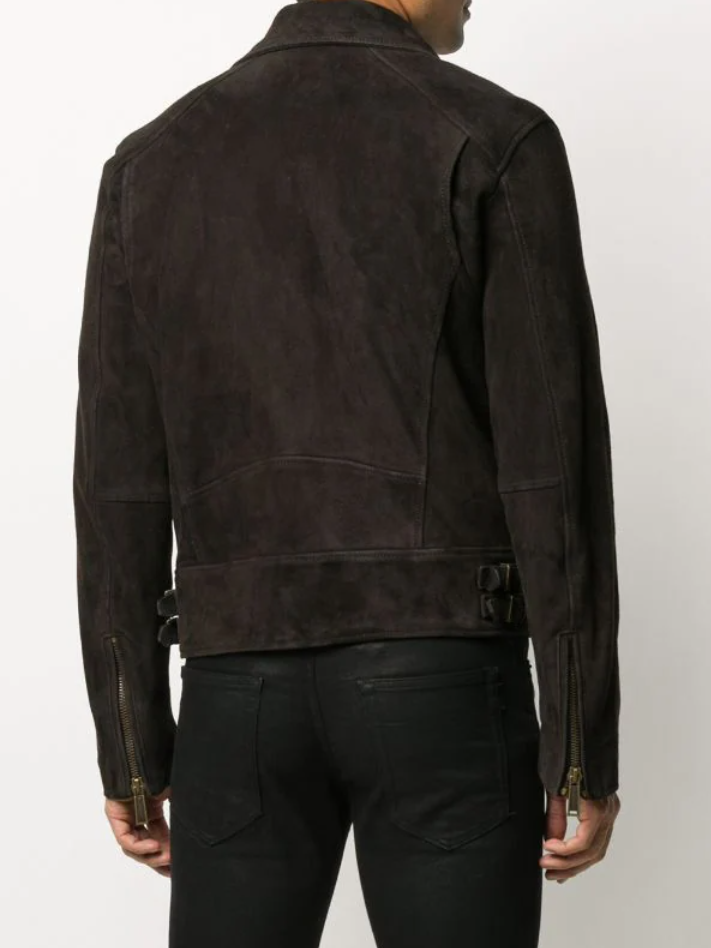 Men’s Black Suede Leather Biker Jacket