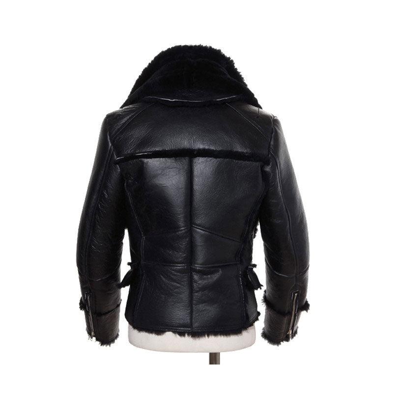 Men's Winter Wool Lamb B3 Bomber Jacket Fur Aviator Jacket