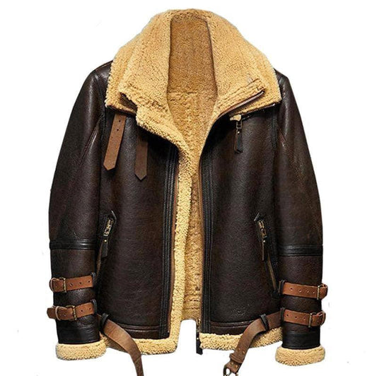 Men's B3 Aviator Flight Sheepskin Fur Leather Jacket