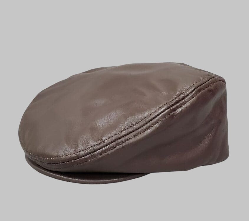 Men Brown Real Leather Ivy Driver Cap