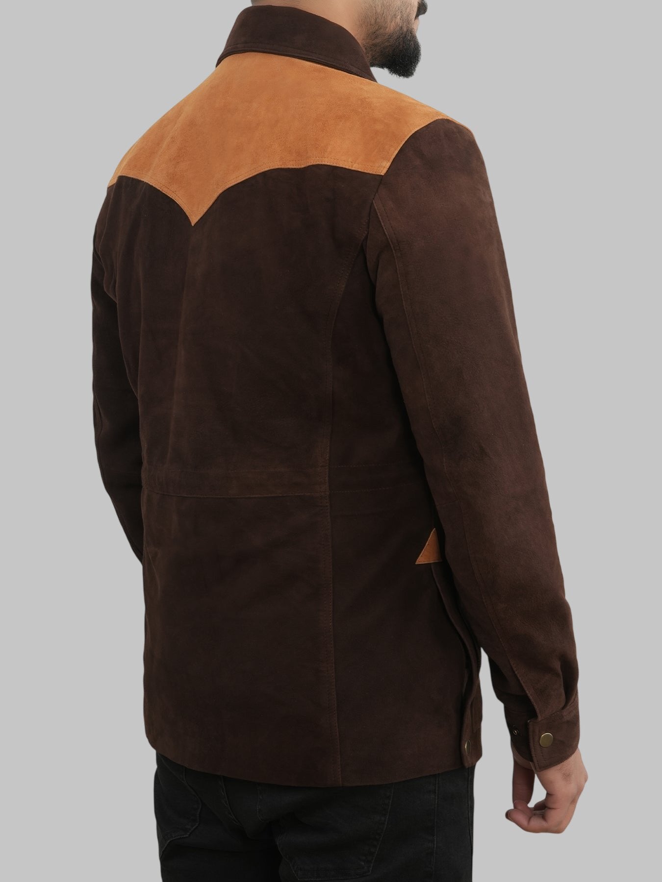 Men Brown Suede Cowboy Leather Jacket