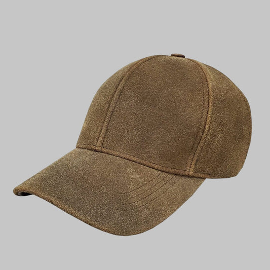 Men Distressed Brown Real Leather Baseball Cap