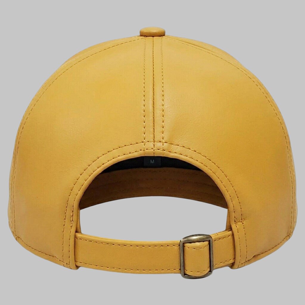 Men Yellow Real Leather Baseball Cap
