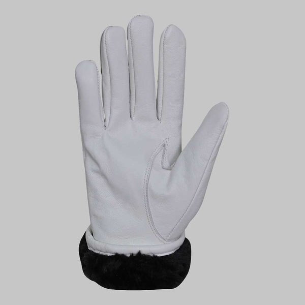 White Leather Glove with Faux Fur Lining