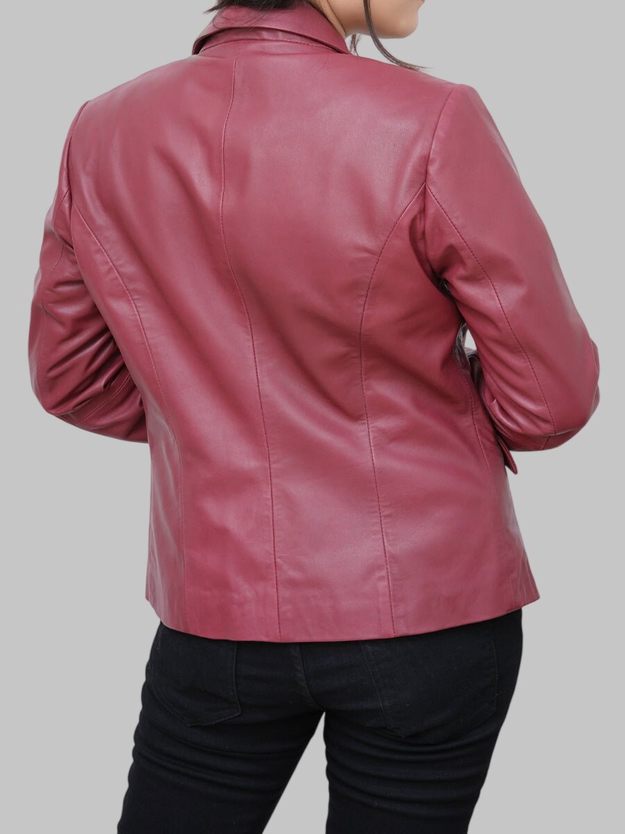 Women Stylish Maroon Leather Blazer
