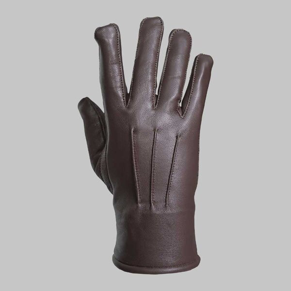 Dark Brown Leather Glove with Faux Fur Lining