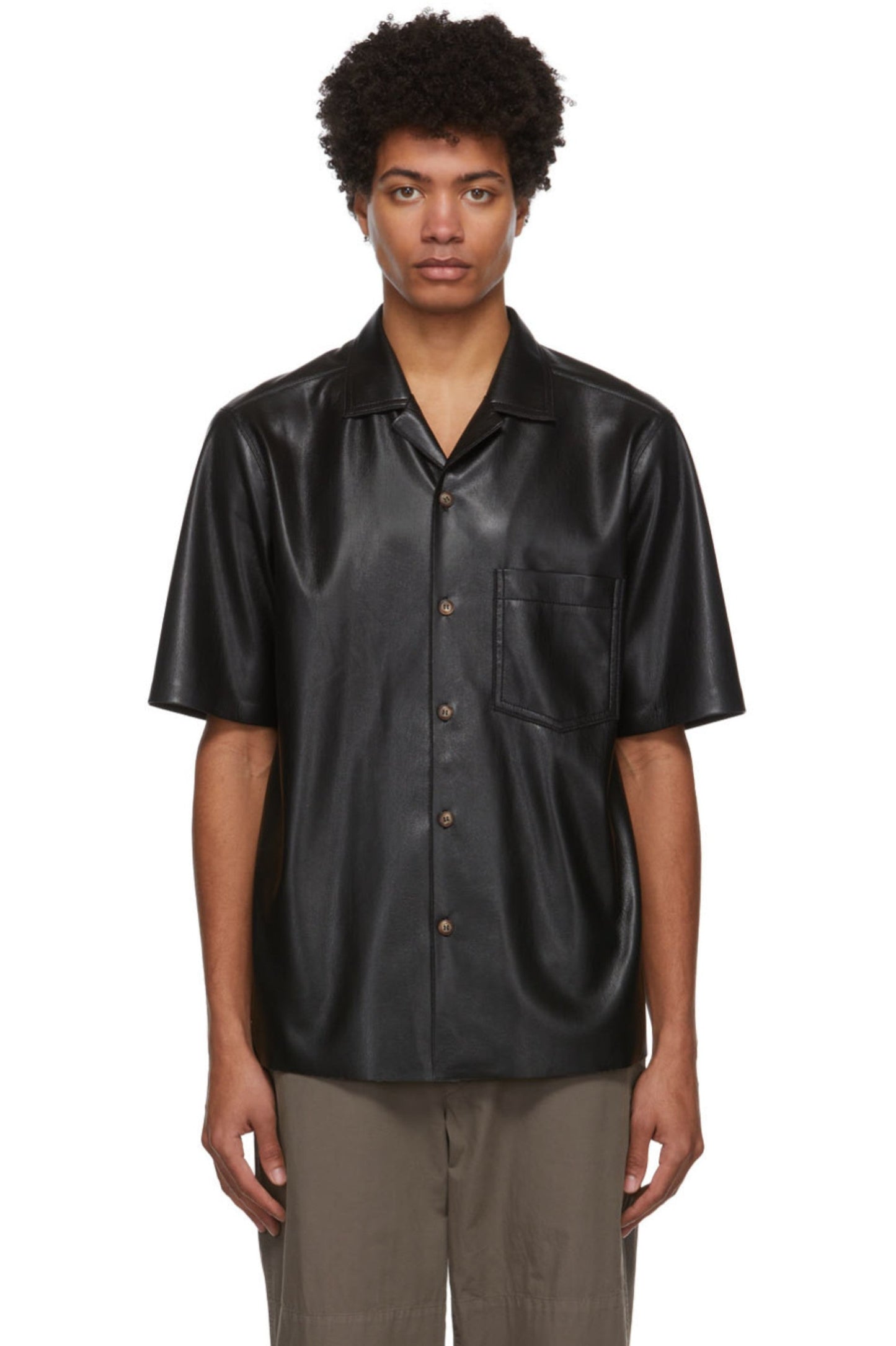 Men’s Trendy Black Leather Shirt