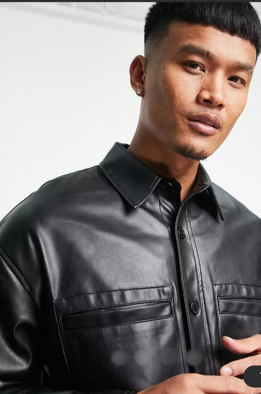 Men’s Black Sleek Trucker Leather Shirt