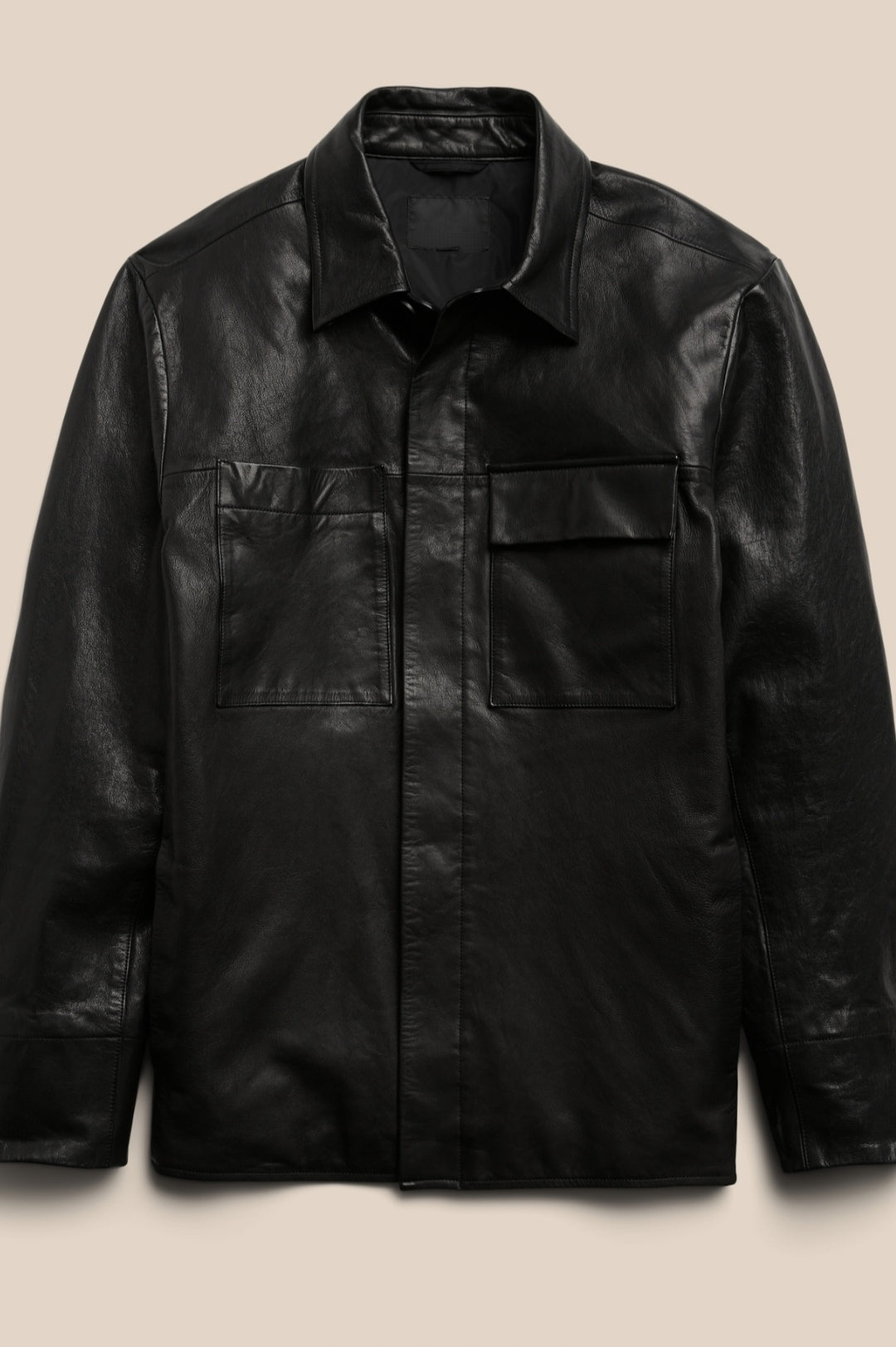 Men’s Black Trucker Genuine Leather Shirt