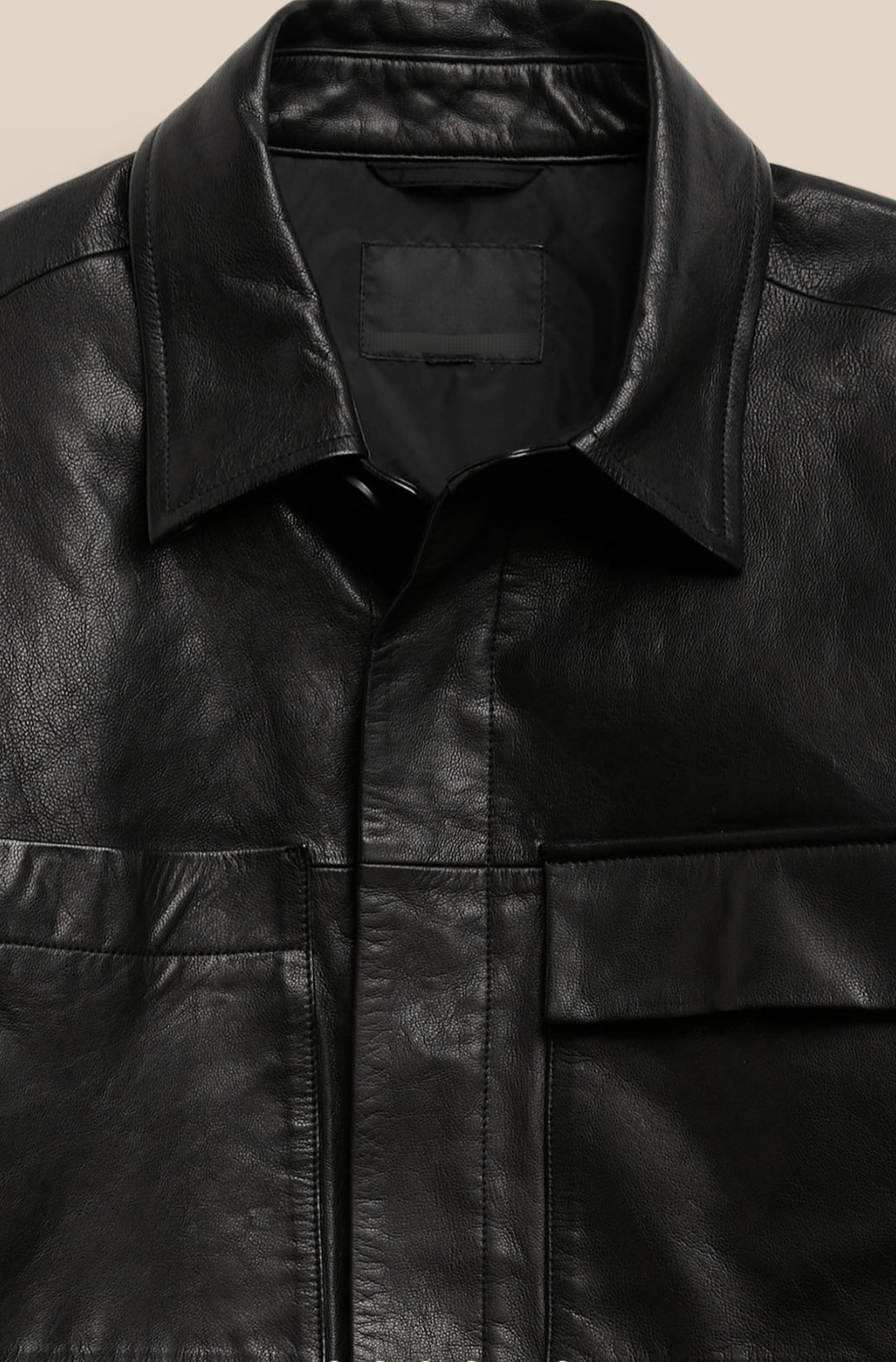 Men’s Black Trucker Genuine Leather Shirt