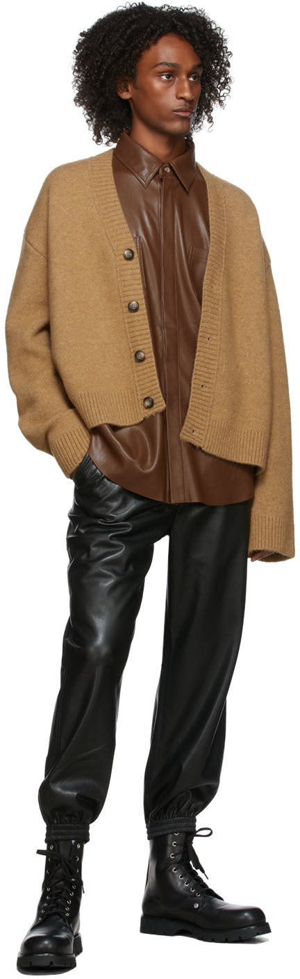Men’s Brown Leather Shirt Trendy Design