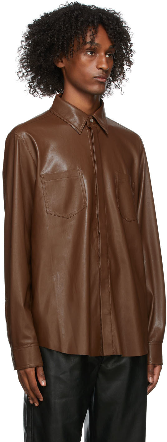 Men’s Brown Leather Shirt Trendy Design