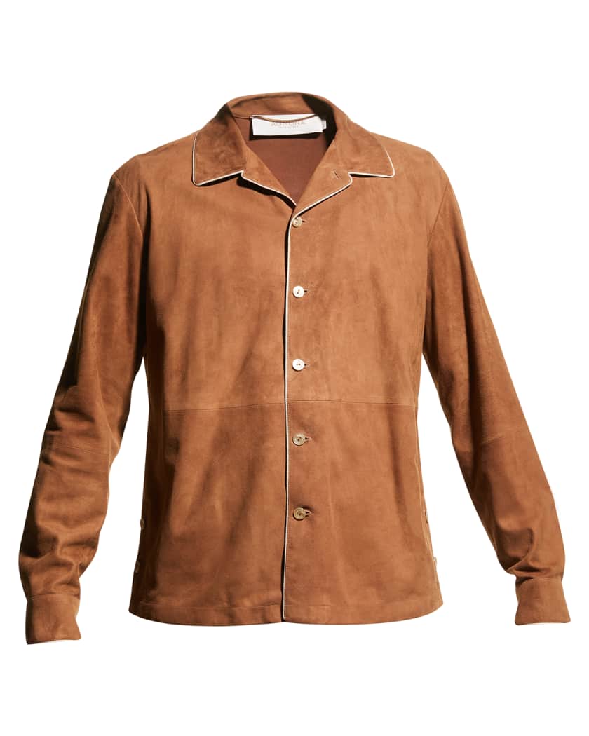 Men’s Classic Brown Suede Leather Shirt