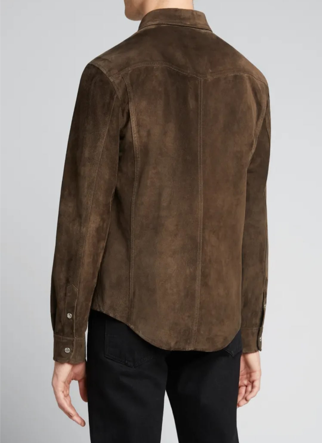 Men’s Classic Chocolate Brown Suede Leather Shirt
