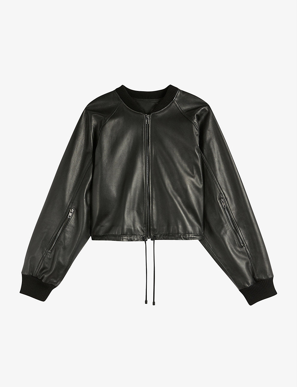 Women’s Black Leather Bomber Jacket