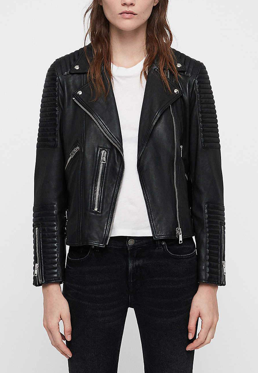 Women’s Black Leather Biker Jacket