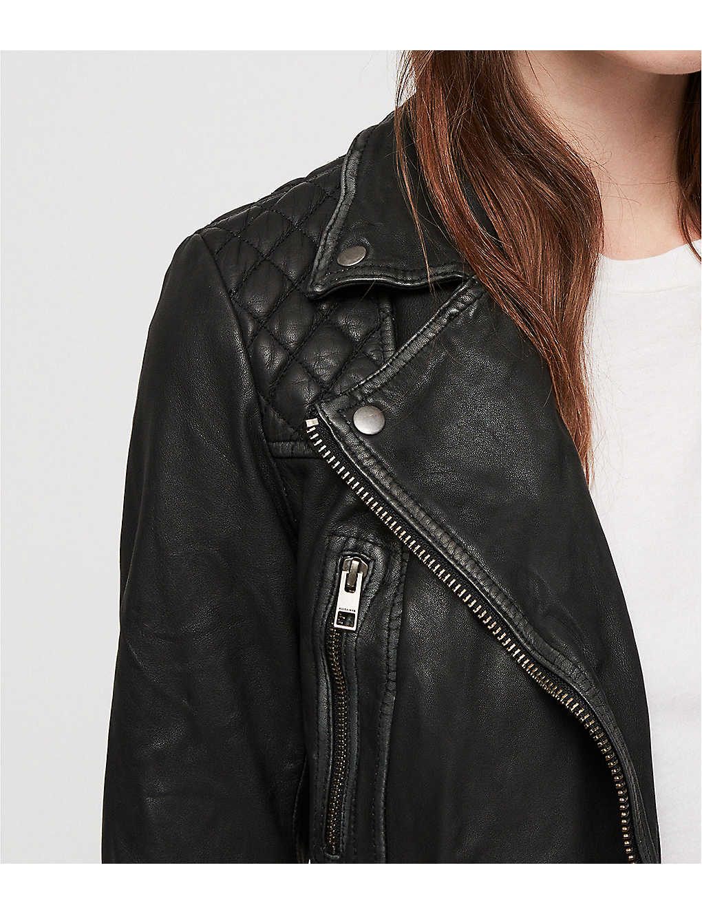 Women’s Distressed Black Leather Biker Jacket