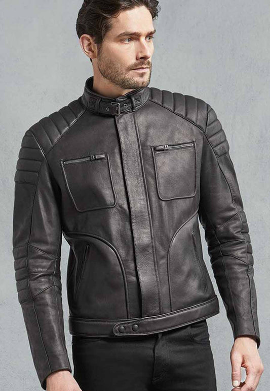 Men’s Black Leather Biker Jacket