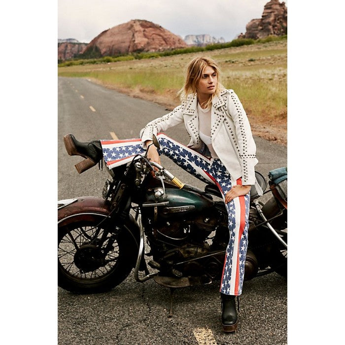 Women’s White Leather Biker Punk Jacket