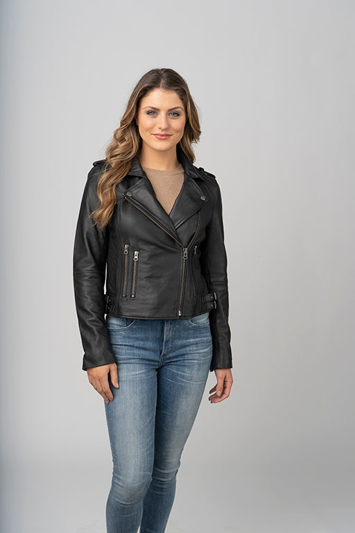 Women’s Black Leather Biker Jacket