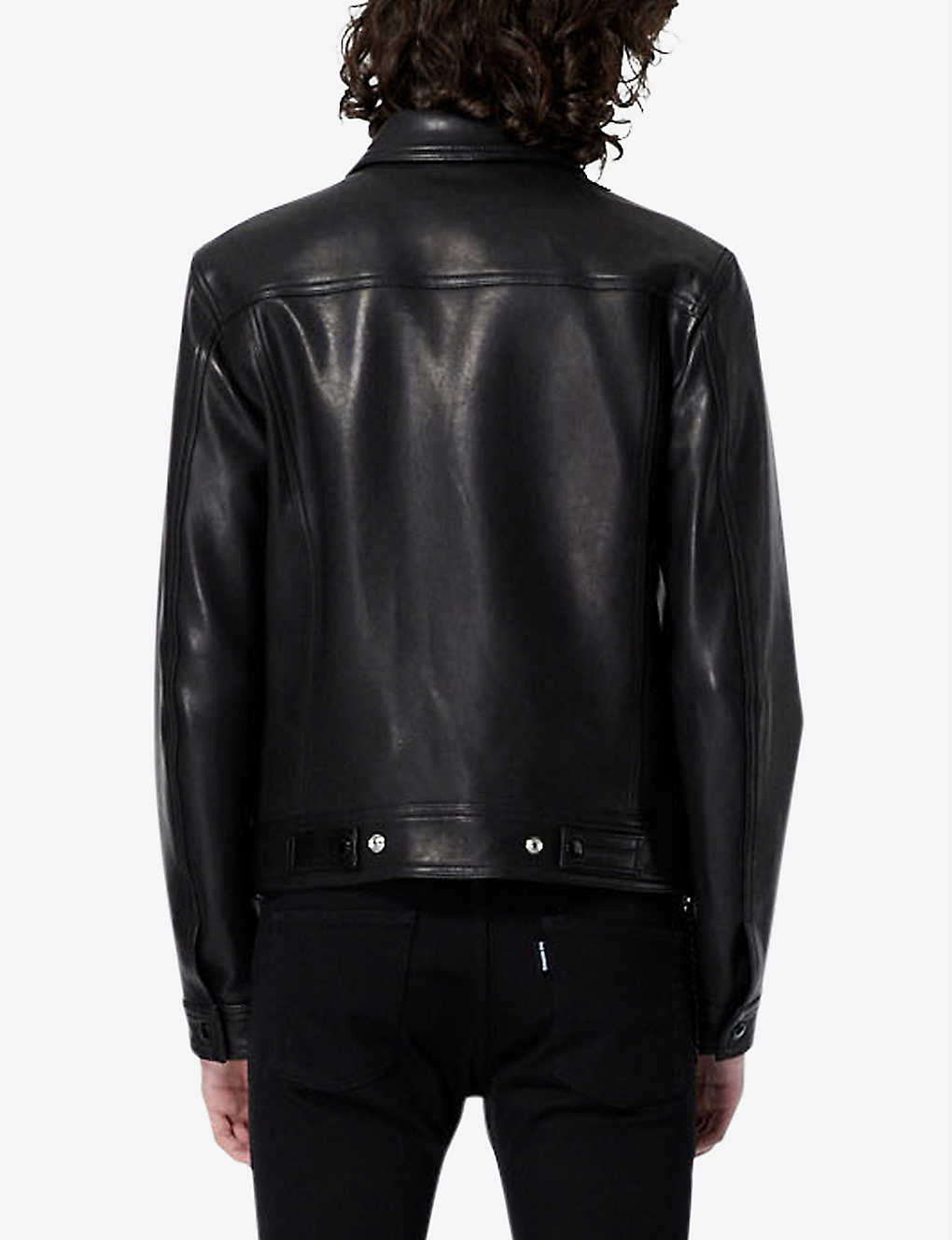 Men’s Black Leather Trucker Jacket