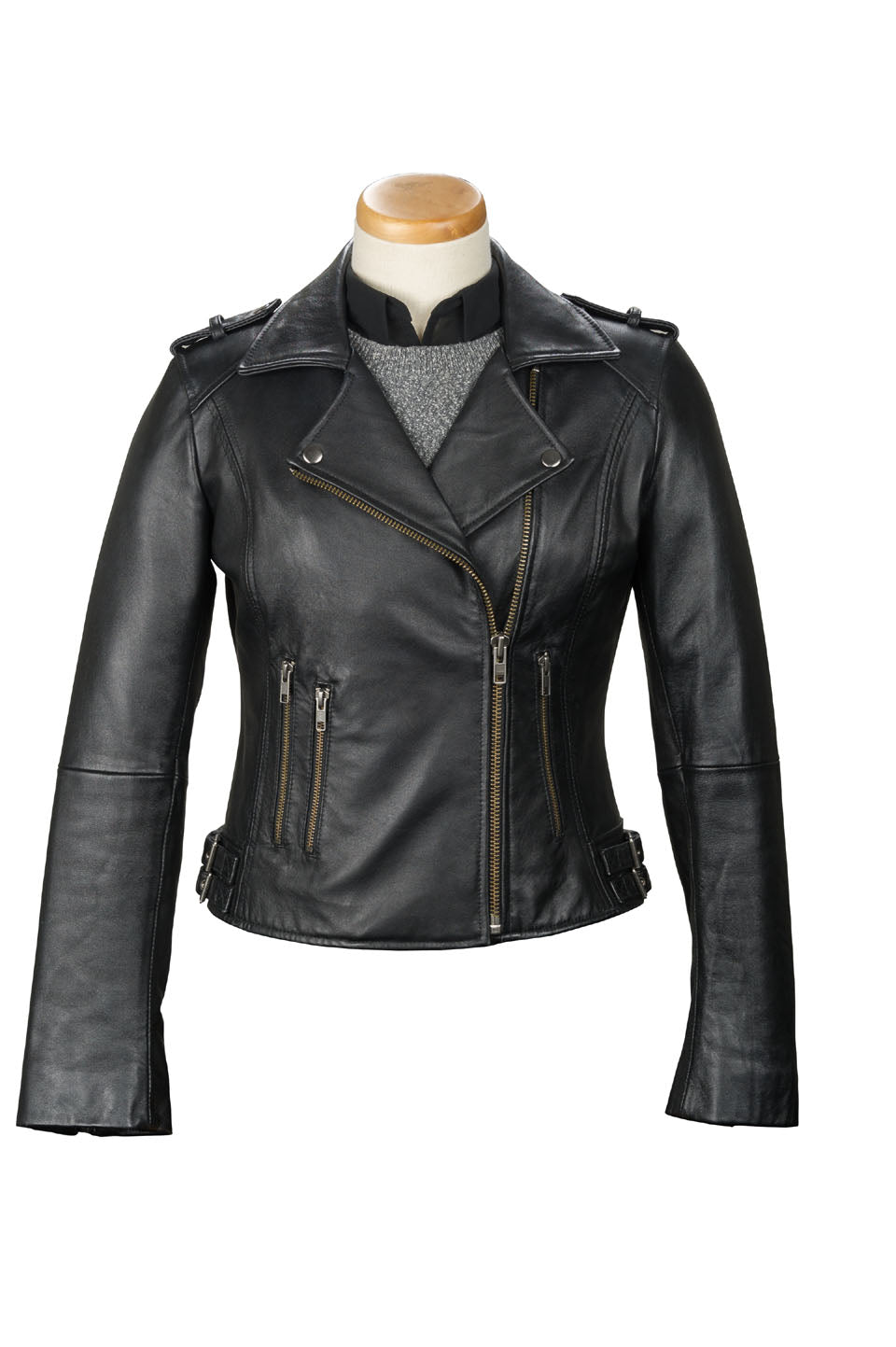 Women’s Black Leather Biker Jacket