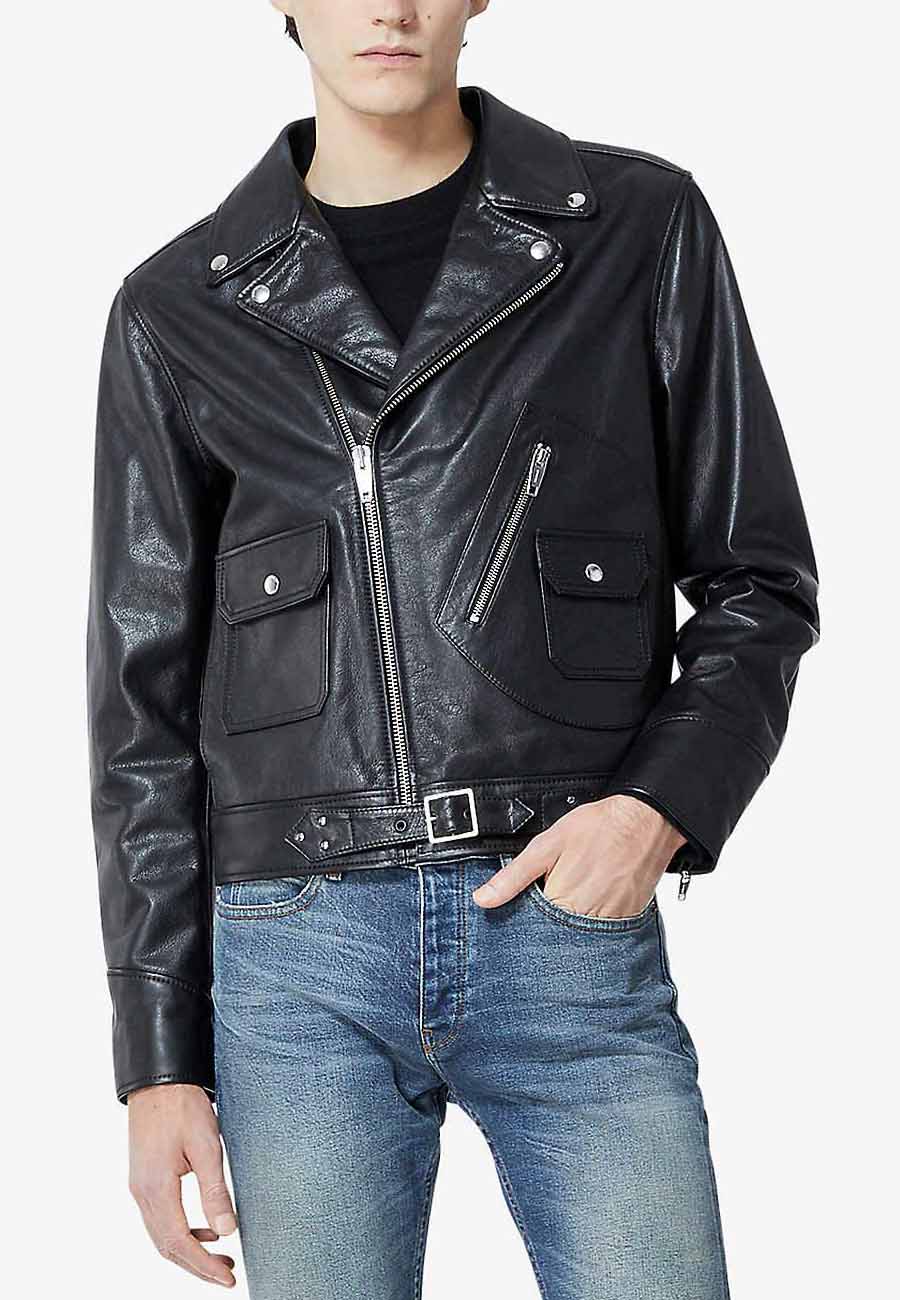 Men’s Black Leather Biker Jacket