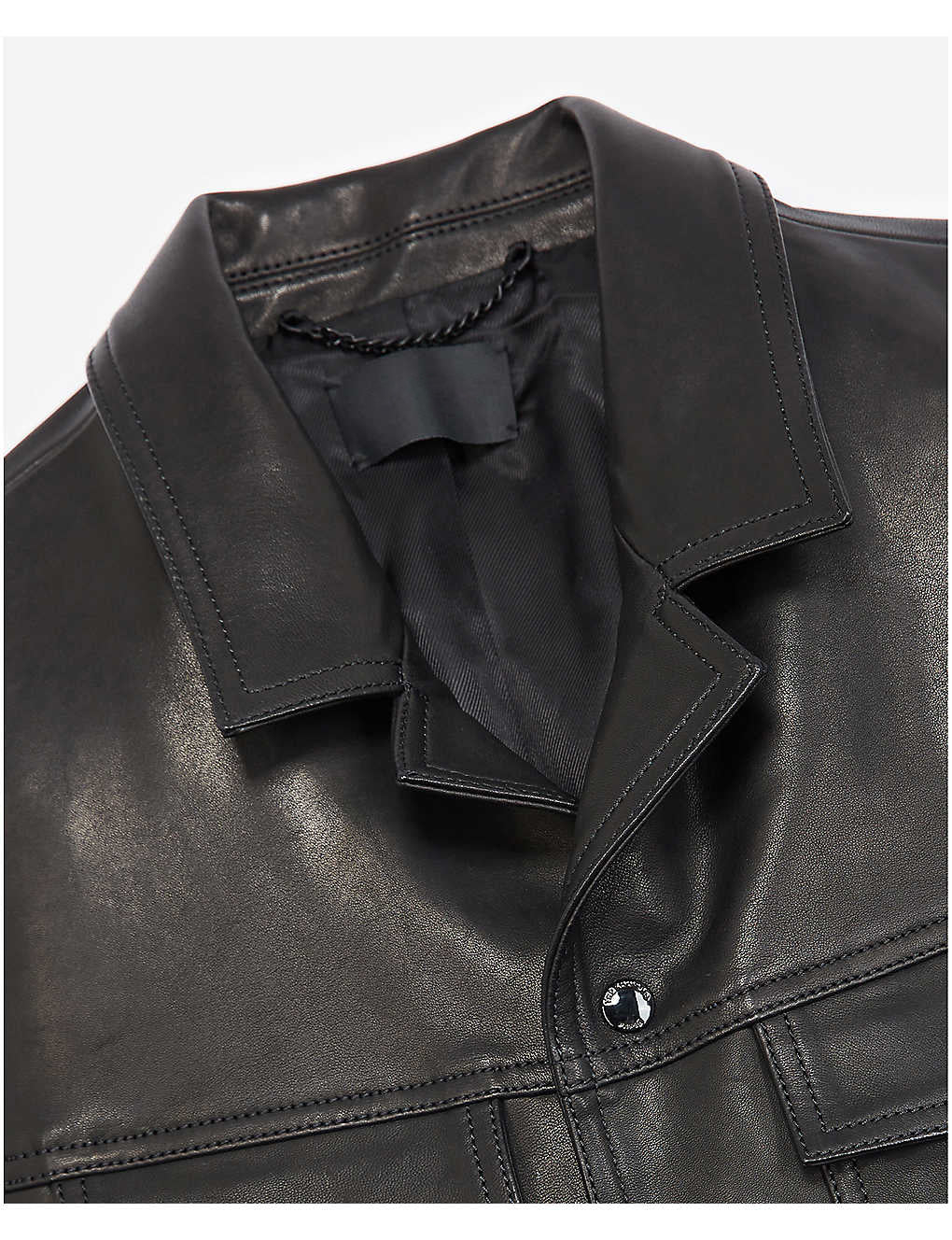 Men’s Black Leather Trucker Jacket