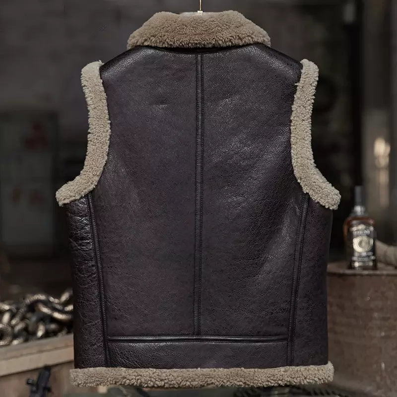 Men’s Dark Brown Leather Shearling Vest