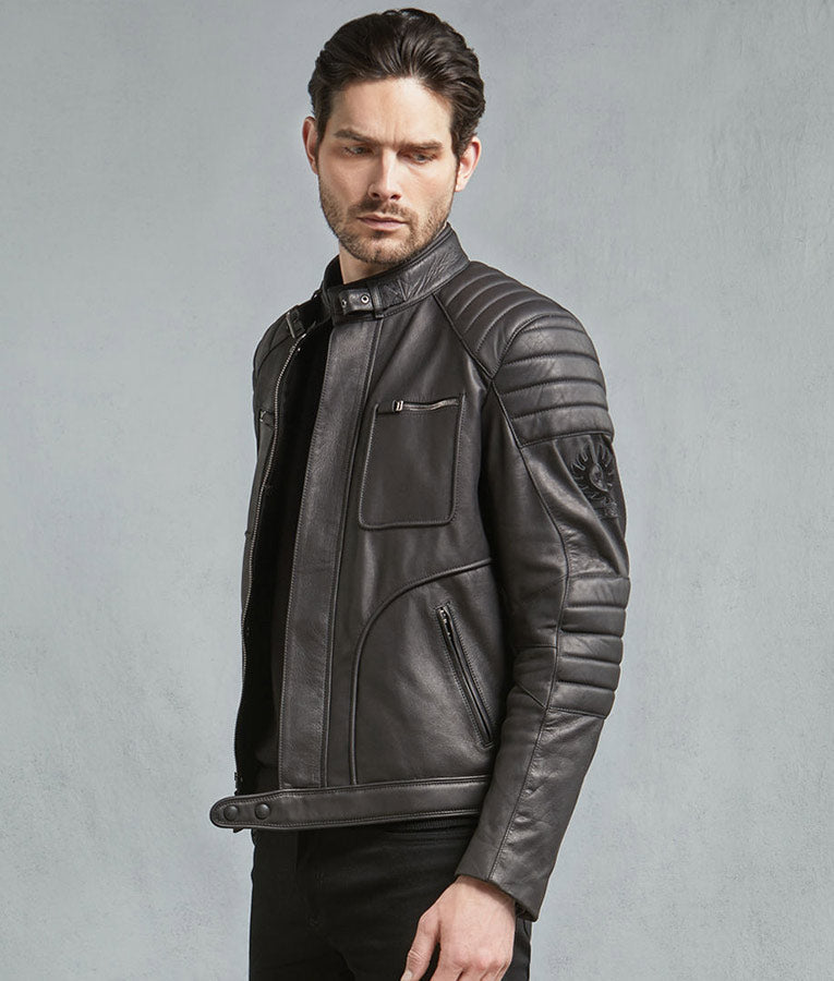 Men’s Black Leather Biker Jacket