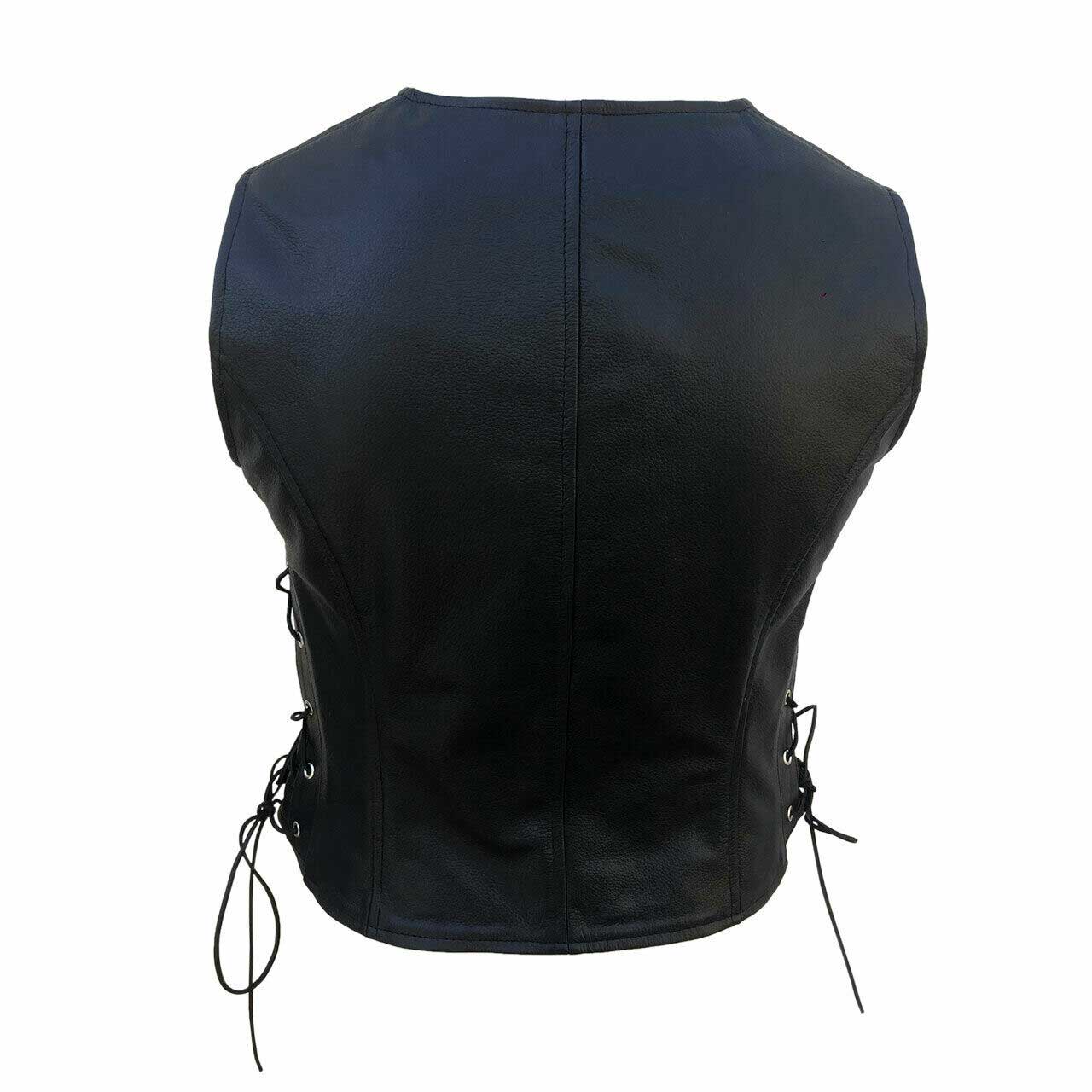 Women’s Black Leather Biker Vest