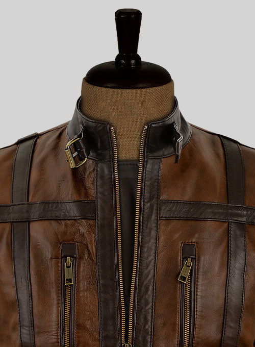 Men’s Camel Brown Leather Biker Vest