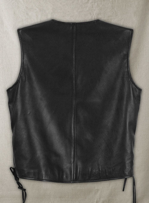 Men’s Black Leather Biker Vest
