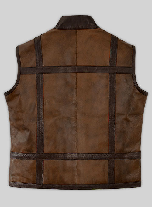 Men’s Camel Brown Leather Biker Vest