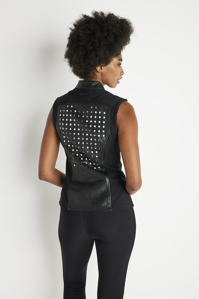 Women’s Black Perforated Leather Vest