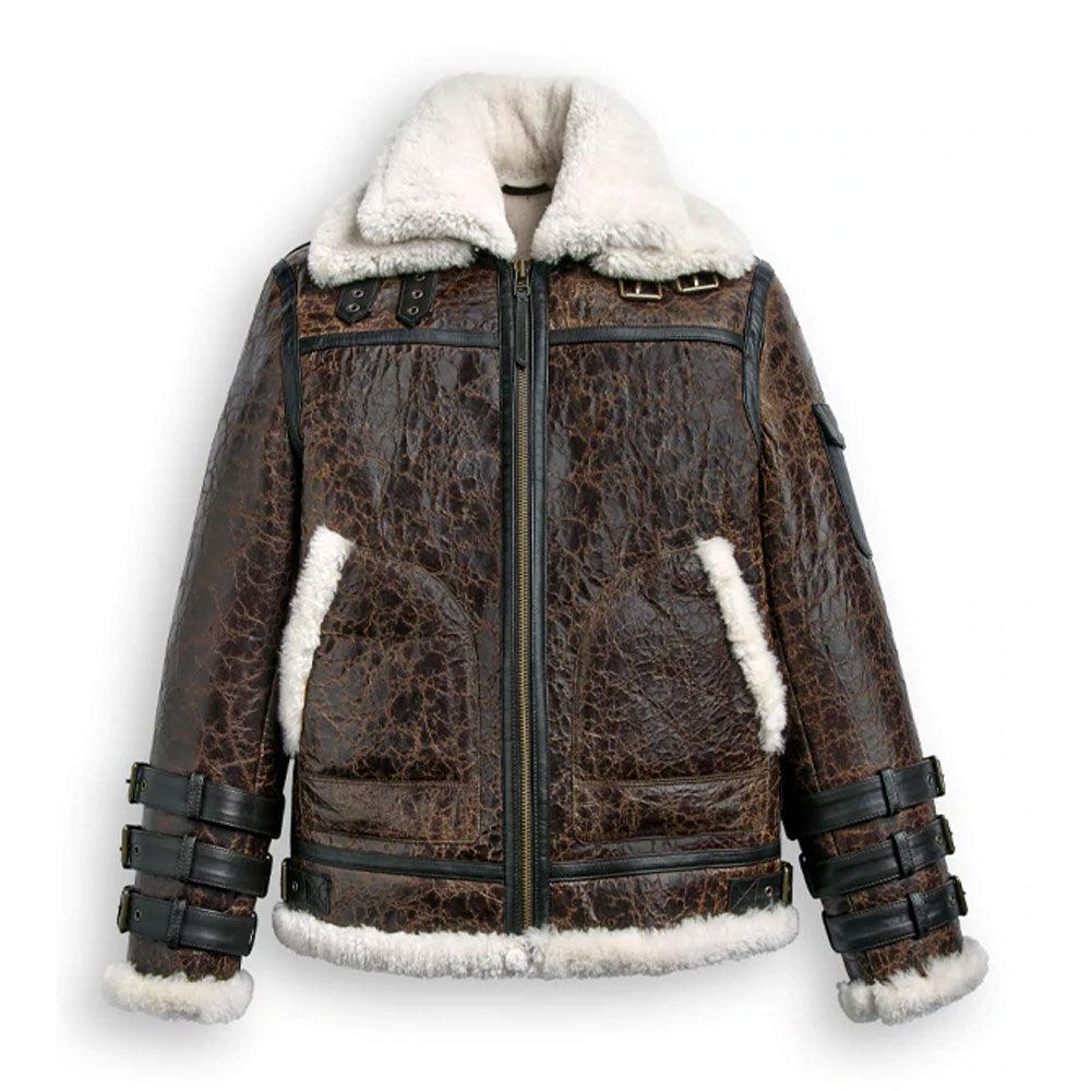 Men's Double Tone Brown Shearling Aviator Jacket