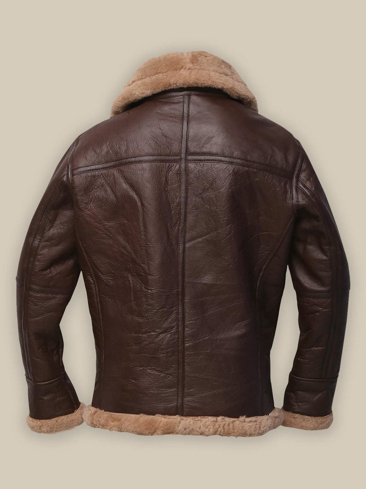 Brown Sheepskin Bomber Leather Jacket For Men
