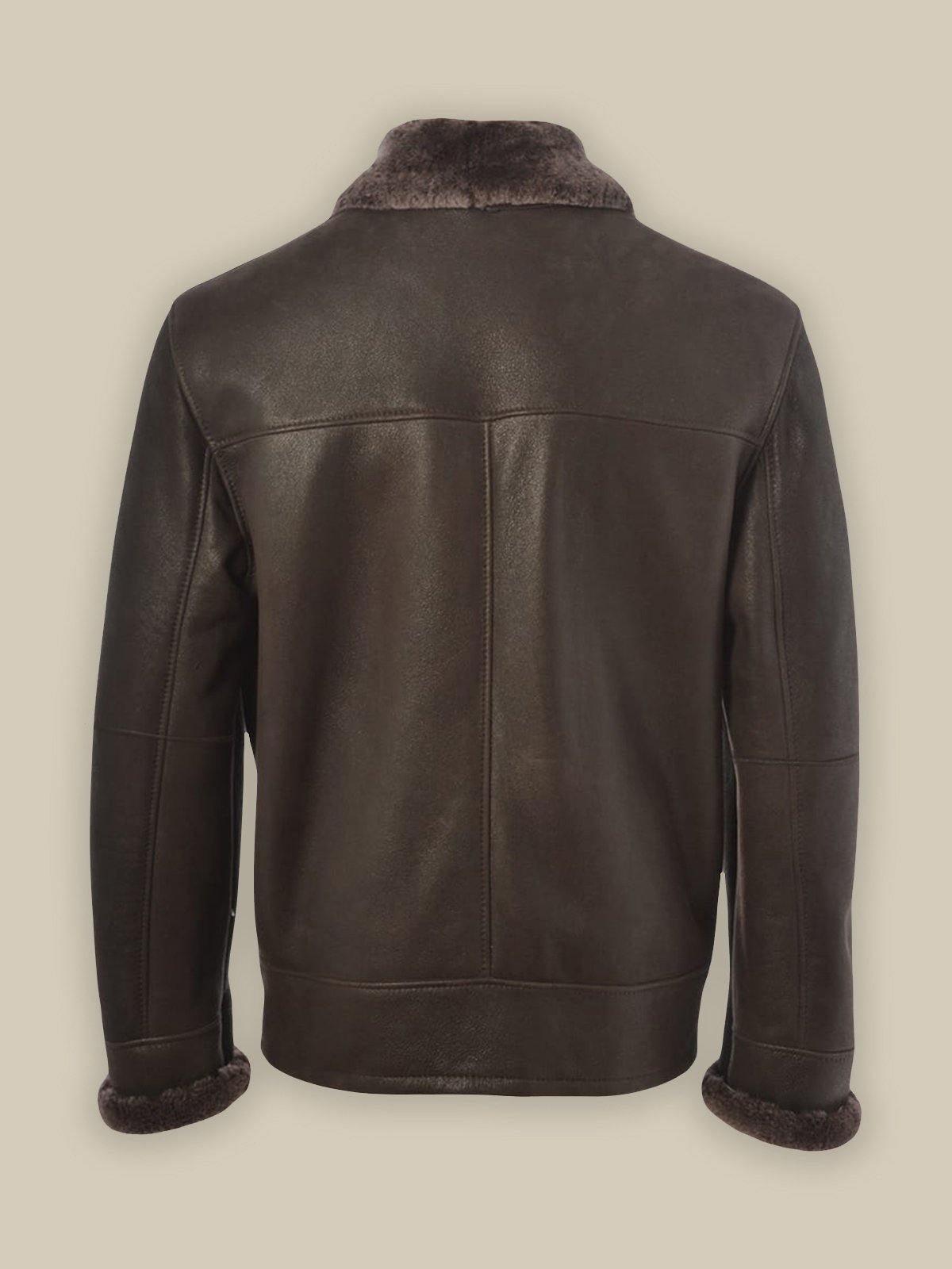 Men's Brown Shearling Bomber Leather Jacket