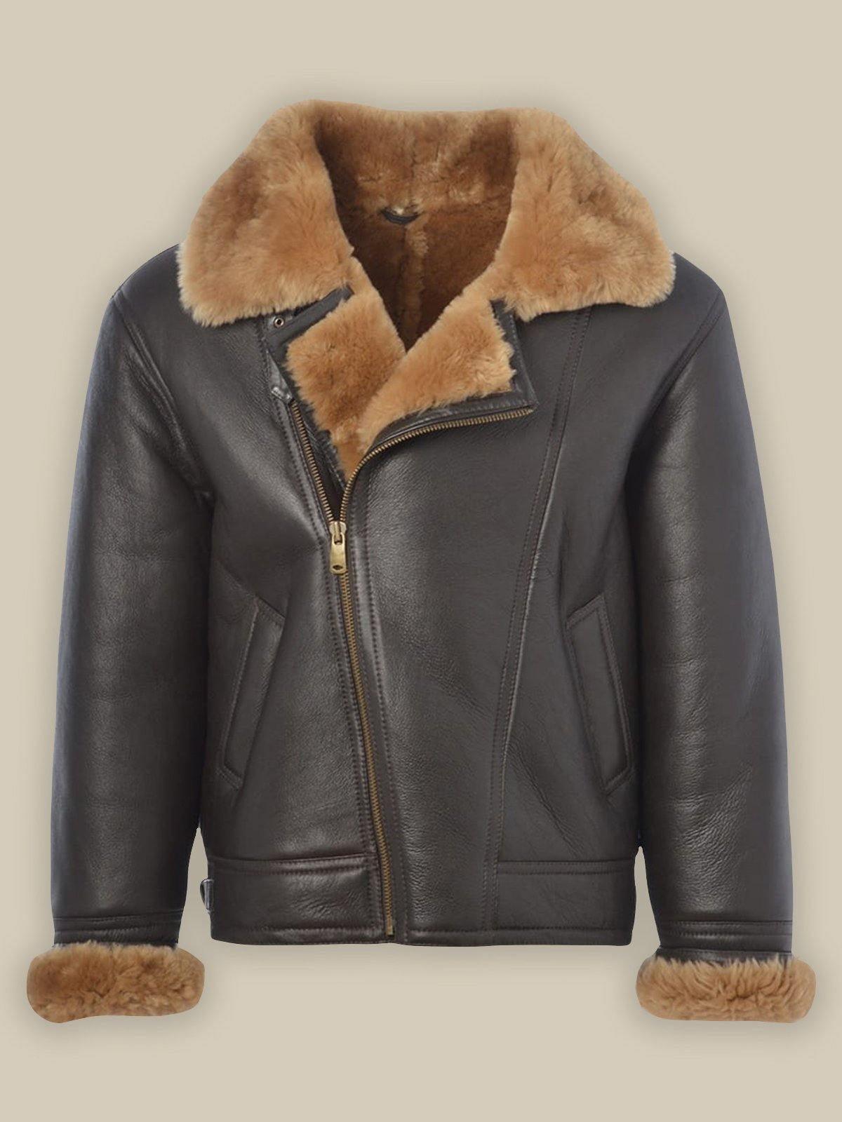 B3 Shearling Bomber Leather Jacket For Men