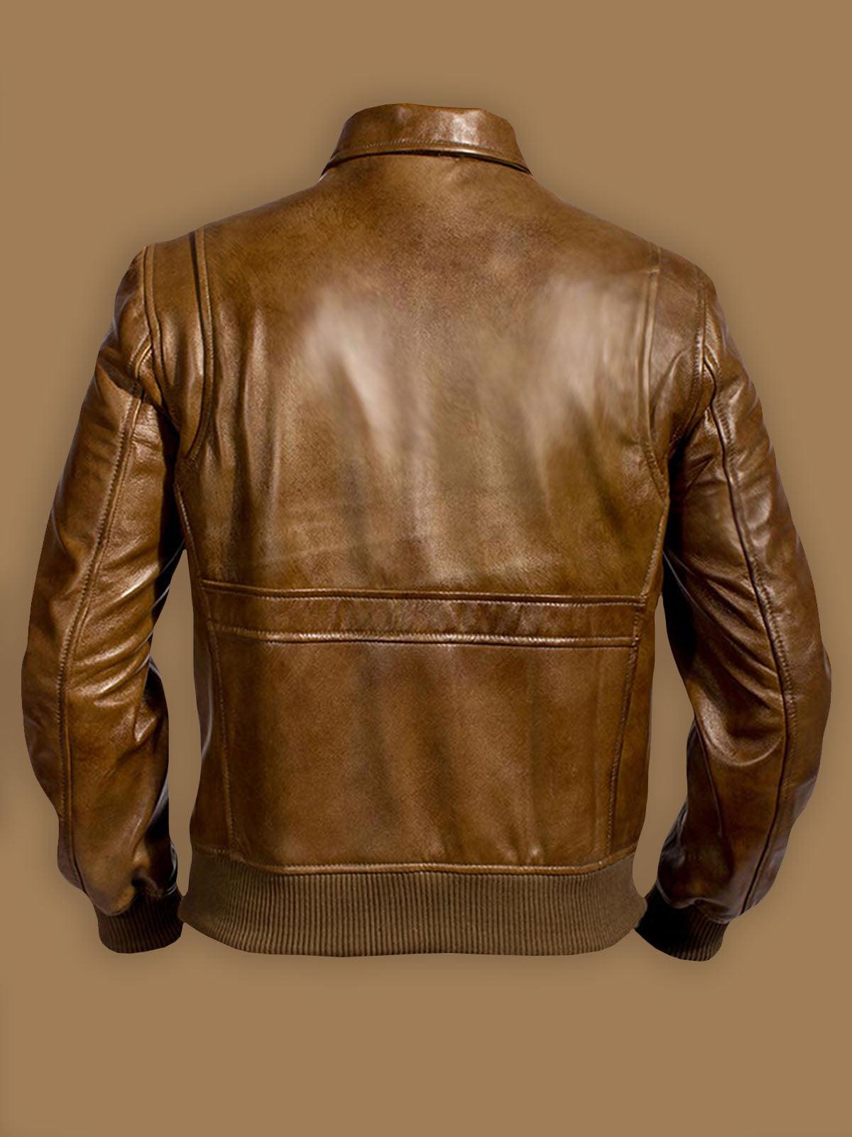 Men's Traditional Leather Jacket In Brown