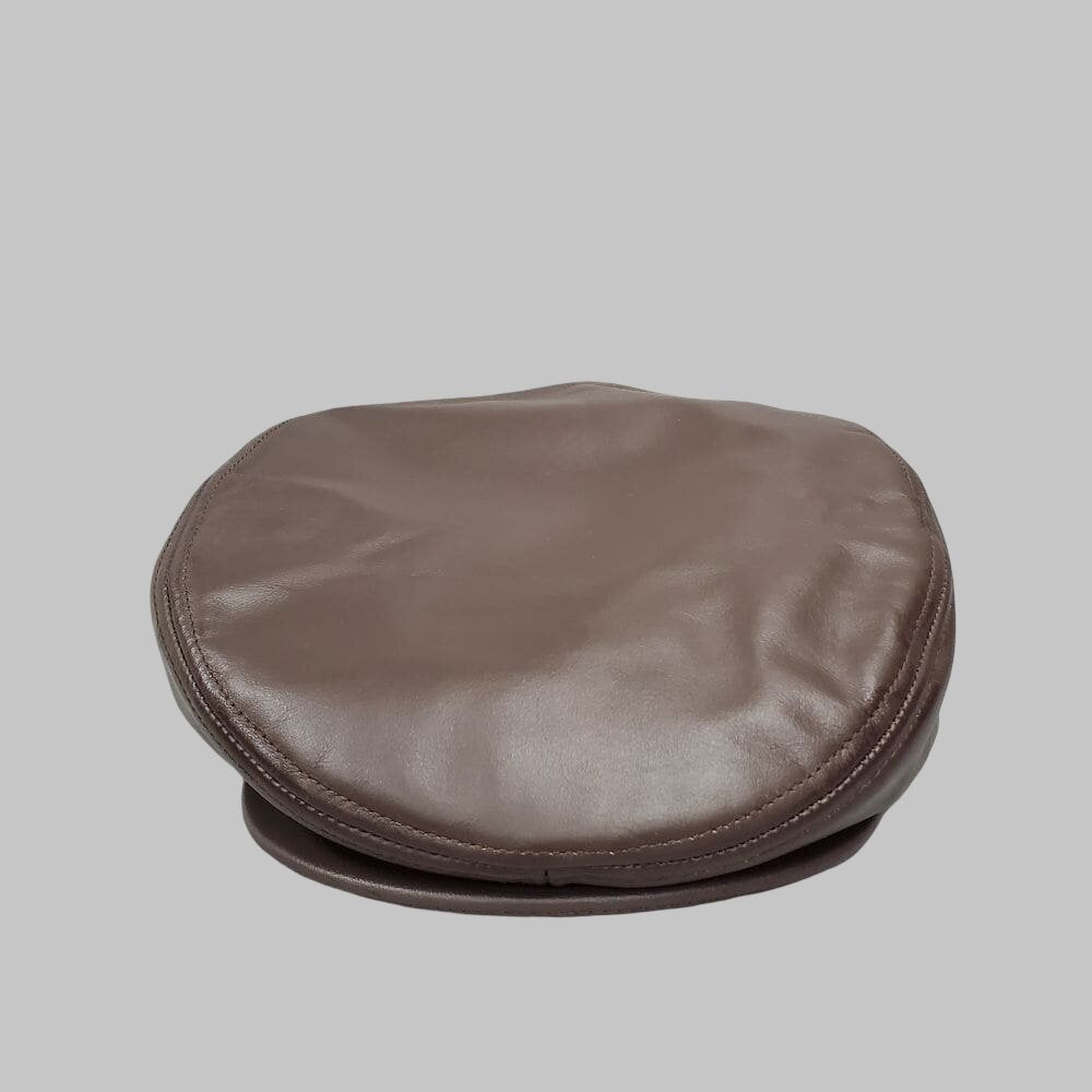Men Brown Real Leather Ivy Driver Cap