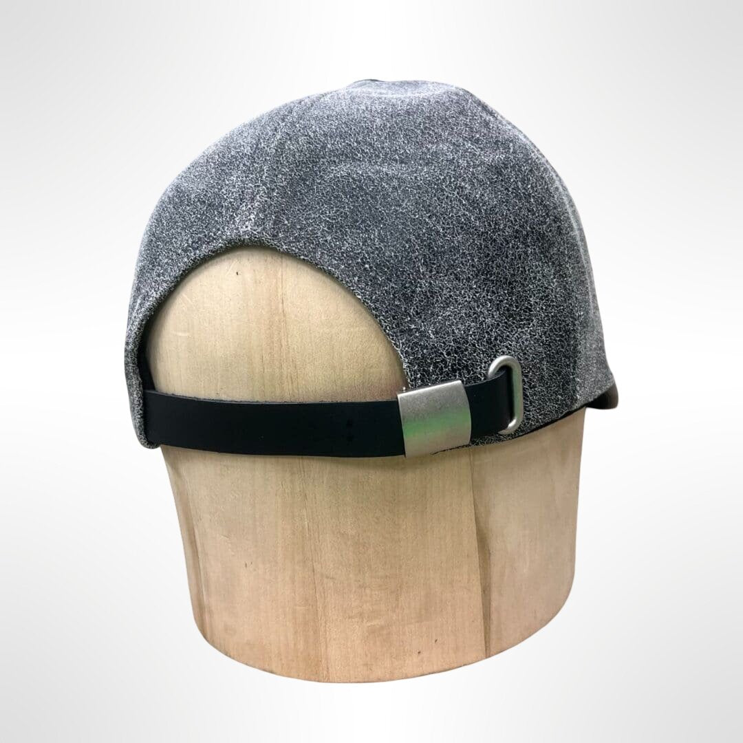 Men Distressed Black Real Leather Baseball Cap