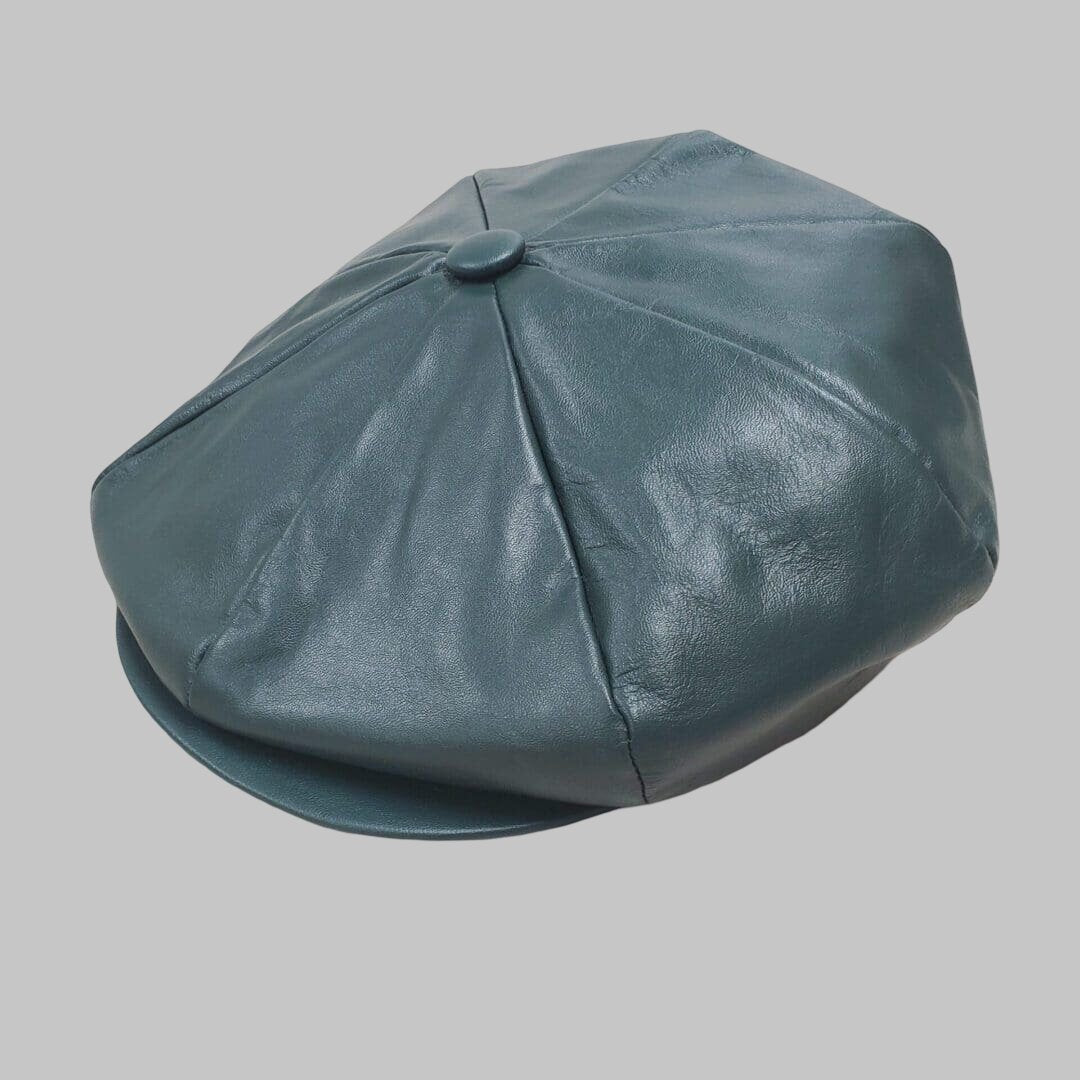 Men Hunter Green Real Leather Newsboy Cap