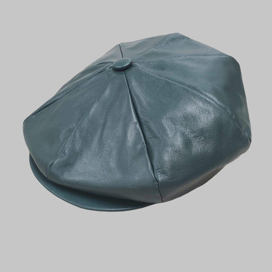 Men Hunter Green Real Leather Newsboy Cap