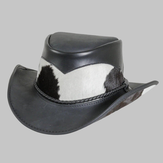 Men Premium Black Leather Cowboy Hat