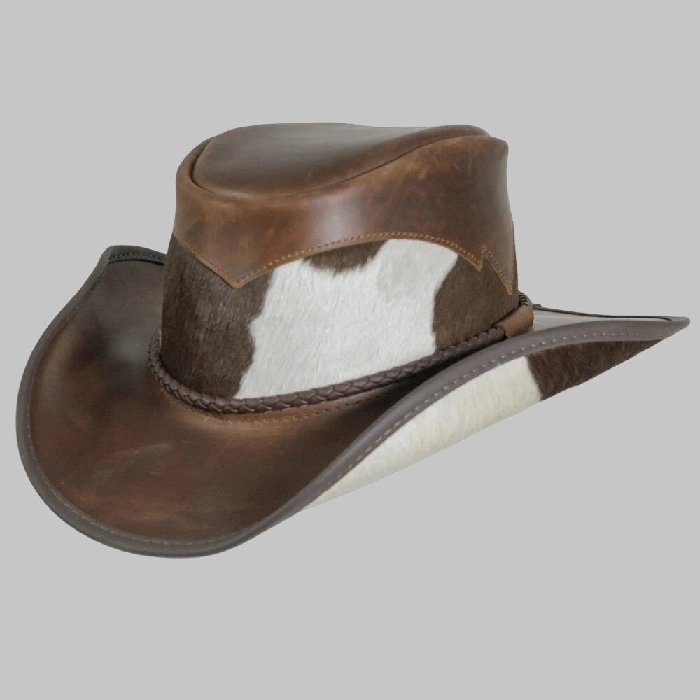 Men Premium Brown Leather Cowboy Hat