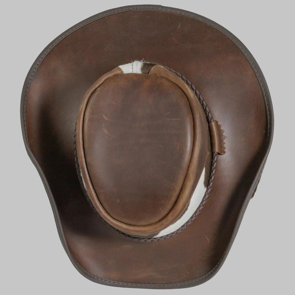 Men Premium Brown Leather Cowboy Hat