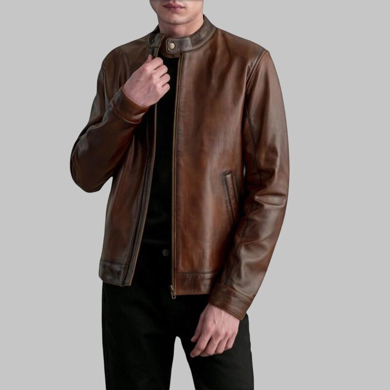 Men's Vintage Distressed Brown Real Leather Jacket