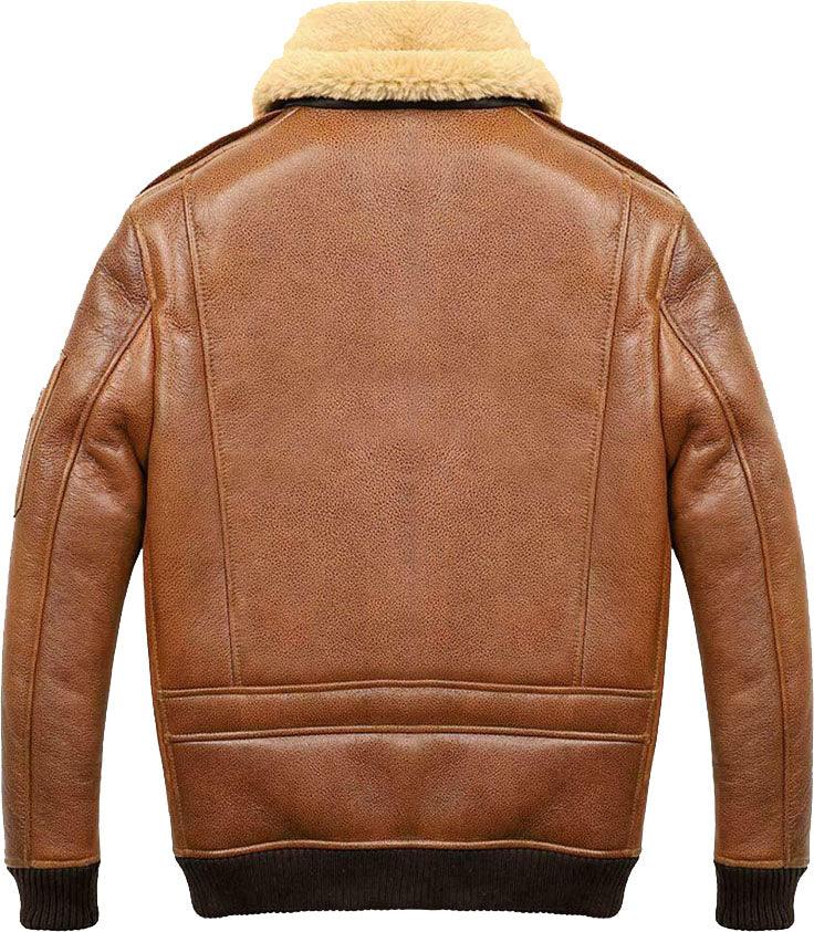 Men’s Aviator Camel Brown A2 Fur Shearling Leather Bomber Jacket